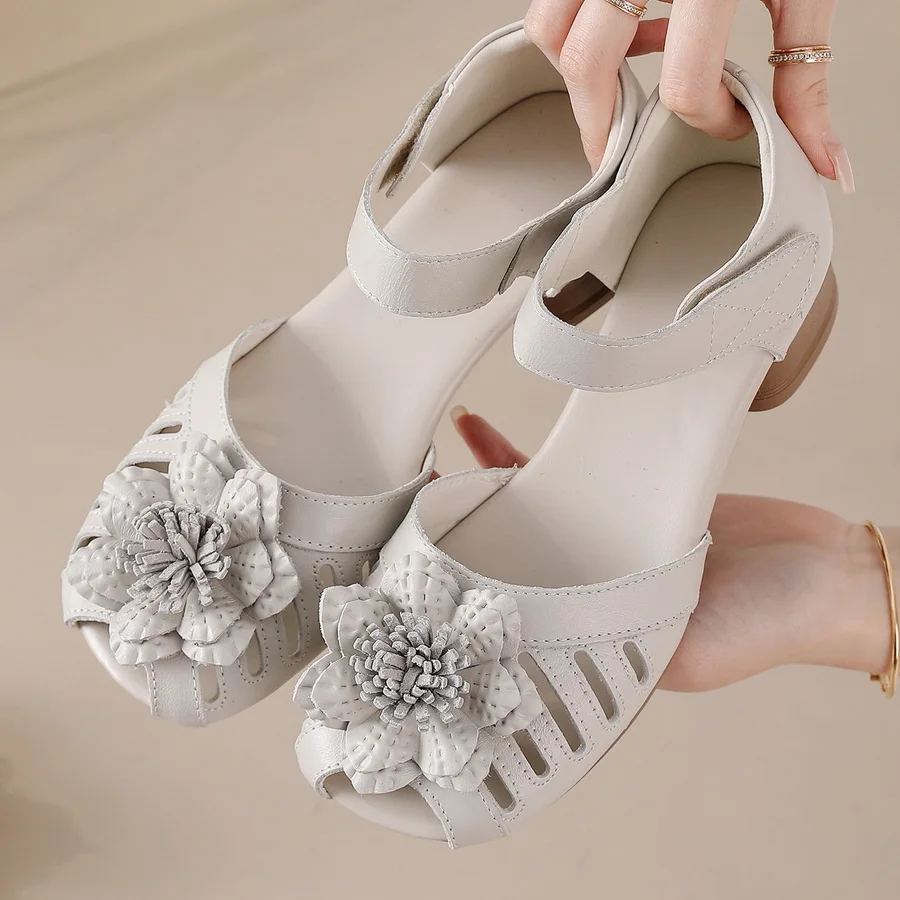 New Vintage Exquisite Sandals For Women Genuine Leather Handmade Floral Mary Janes Woman Square Chunky Heel Semi Open Toe Sandal
New Vintage Exquisite Sandals For Women Genuine Leather Handmade Floral Mary Janes Woman Square Chunky Heel Semi Open Toe Sandal