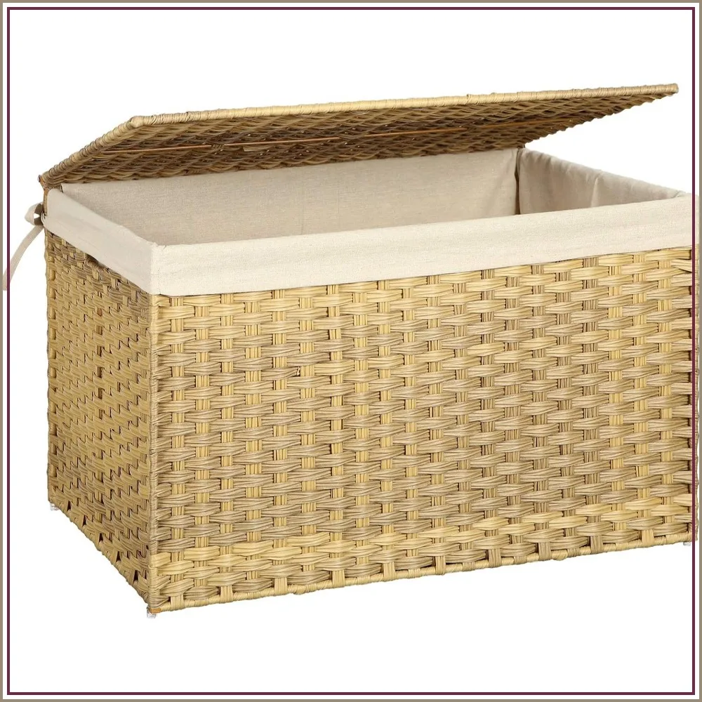Woven Storage Basket with Lid, Foldable Laundry Bin, 42.3 Gallons, Removable Liner, Metal Frame
Woven Storage Basket with Lid, Foldable Laundry Bin, 42.3 Gallons, Removable Liner, Metal Frame