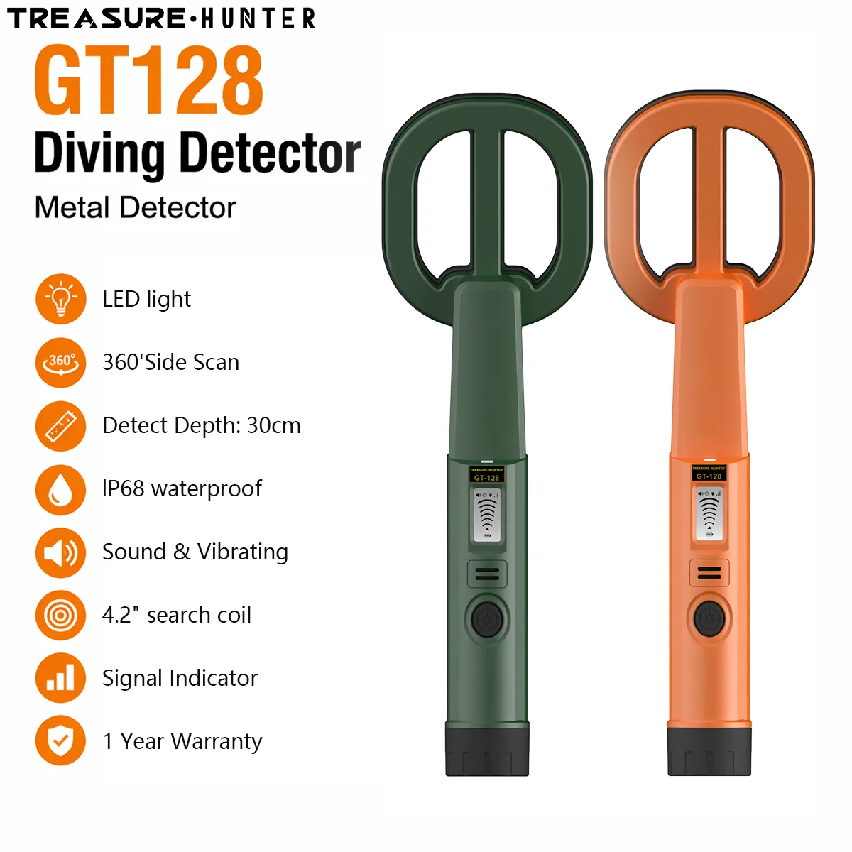 Treasure Hunter GT128 Handheld Diving Metal Detector Pinpointer Pointer Probe Waterproof Metal Pinpointing 4.2 inch Search Coil
Treasure Hunter GT128 Handheld Diving Metal Detector Pinpointer Pointer Probe Waterproof Metal Pinpointing 4.2 inch Search Coil