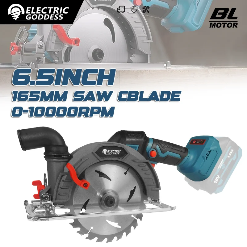 6.5 Inch Brushless Electric Circular Saw 10000RPM Cordless Woodworking Circular Saw Suitable For Makita 18V Battery PIN
6.5 Inch Brushless Electric Circular Saw 10000RPM Cordless Woodworking Circular Saw Suitable For Makita 18V Battery PIN