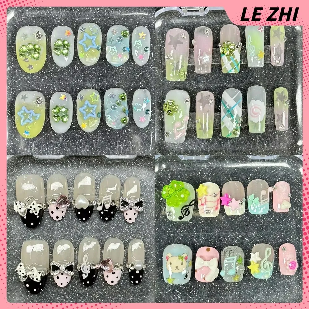 Summer Green Fresh Four Leaf Clover Short Press On Nail Art Rilakkuma Cute Note Handmade Acrylic Fake Nails Gift
Summer Green Fresh Four Leaf Clover Short Press On Nail Art Rilakkuma Cute Note Handmade Acrylic Fake Nails Gift