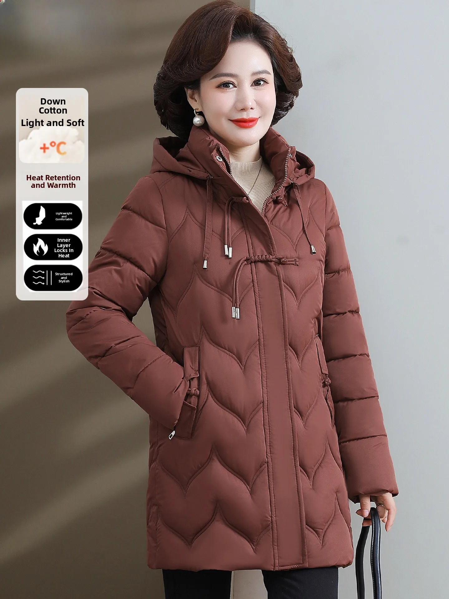 New Chinese Sle Winter Jaet Women's Mid-Length down Cotton Coat Warm Loose Fit Faionable Button Patch ket Design
New Chinese Sle Winter Jaet Women's Mid-Length down Cotton Coat Warm Loose Fit Faionable Button Patch ket Design