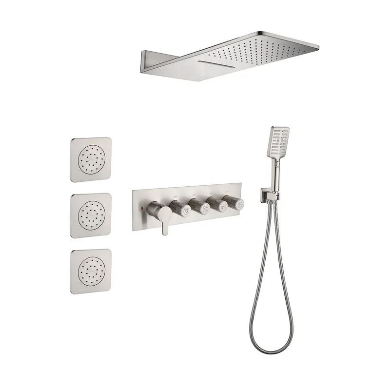 Wall Mounted Rain Shower with 3 Jets and Handheld Spray
Wall Mounted Rain Shower with 3 Jets and Handheld Spray