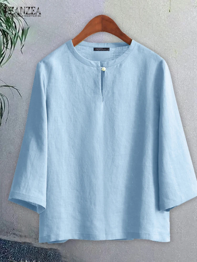 ZANZEA Vintage Solid Color Bouses 3/4 Sleeve O-Neck Everyday 2025 Summer Blusas Mujer Women Casual Pure Cotton Tunic Tops
ZANZEA Vintage Solid Color Bouses 3/4 Sleeve O-Neck Everyday 2025 Summer Blusas Mujer Women Casual Pure Cotton Tunic Tops