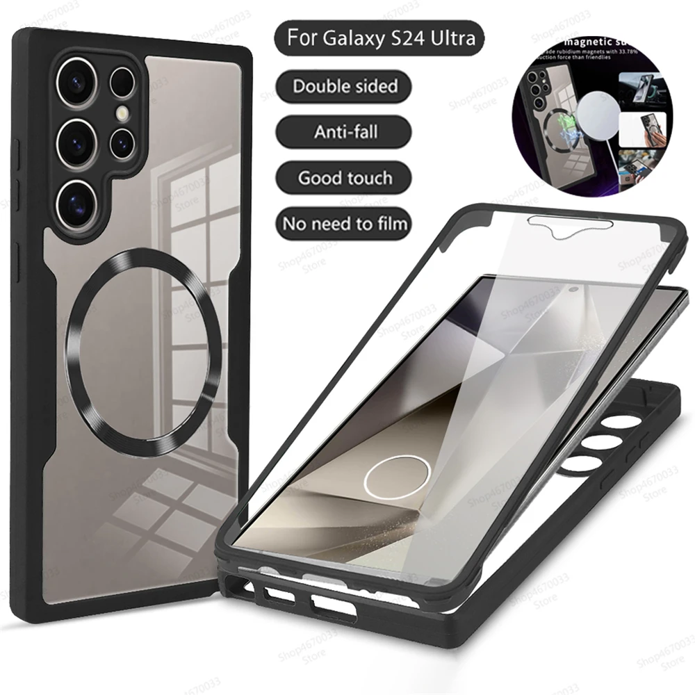 For Magsafe Magnetic 360° Full Cover Phone Case For Samsung Galaxy S24 S23 S22 Ultra Plus S23 S21 FE Transparent Shockproof Capa 
For Magsafe Magnetic 360° Full Cover Phone Case For Samsung Galaxy S24 S23 S22 Ultra Plus S23 S21 FE Transparent Shockproof Capa