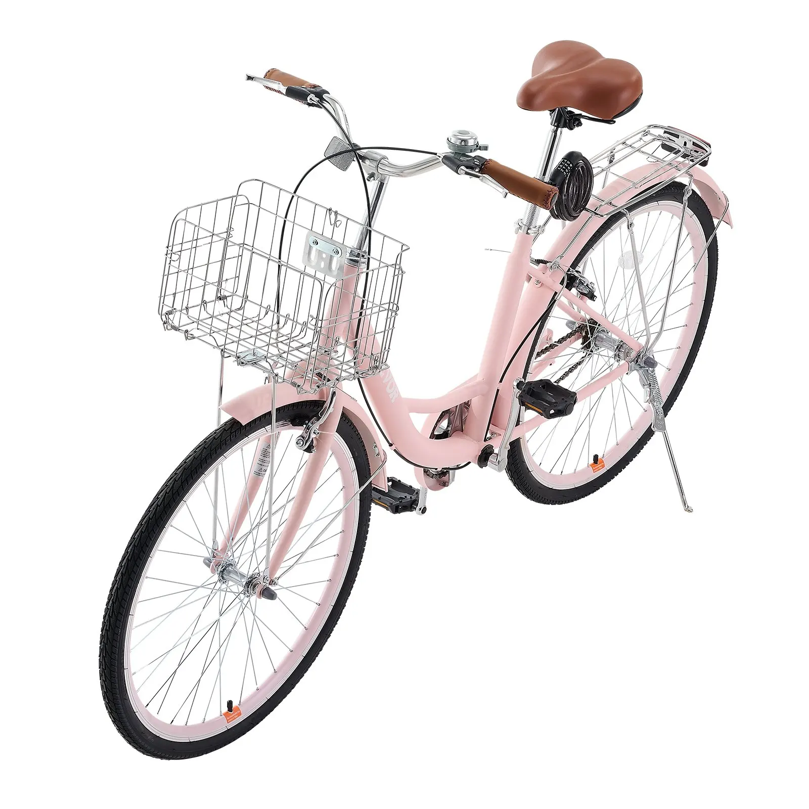 Cruiser Bike, 1-Speed, 26-Inch Pink Beach Cruiser Bike With Large Capacity Basket And Rear Rack, Secure & Sturdy Cruiser Bike