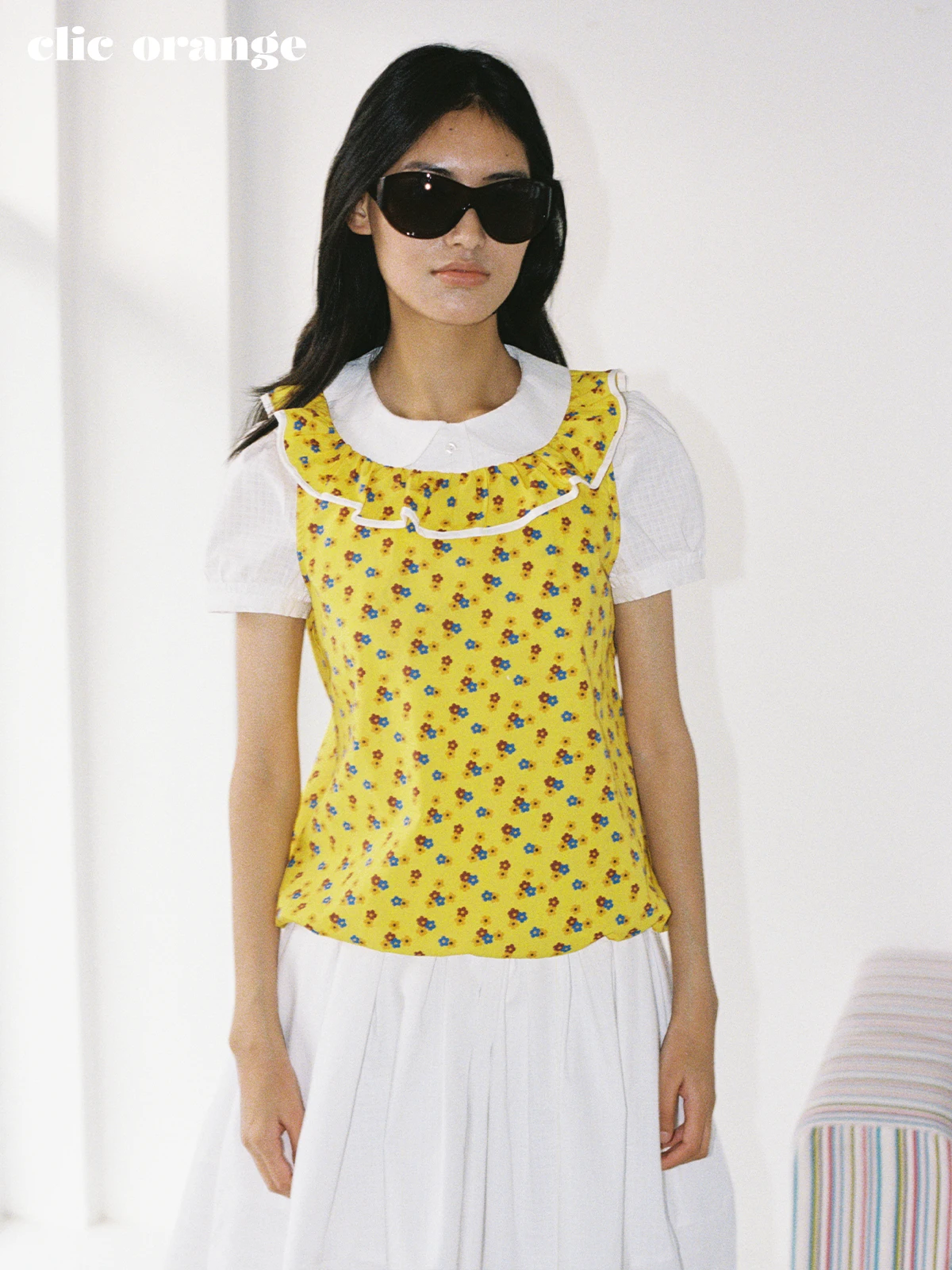 ClicOrange Retro Miu Style Cotton Blend Yellow Floral Print Vest Layering Ruffle Trim Tank Top Women's Fashion Summer 2023
ClicOrange Retro Miu Style Cotton Blend Yellow Floral Print Vest Layering Ruffle Trim Tank Top Women's Fashion Summer 2023