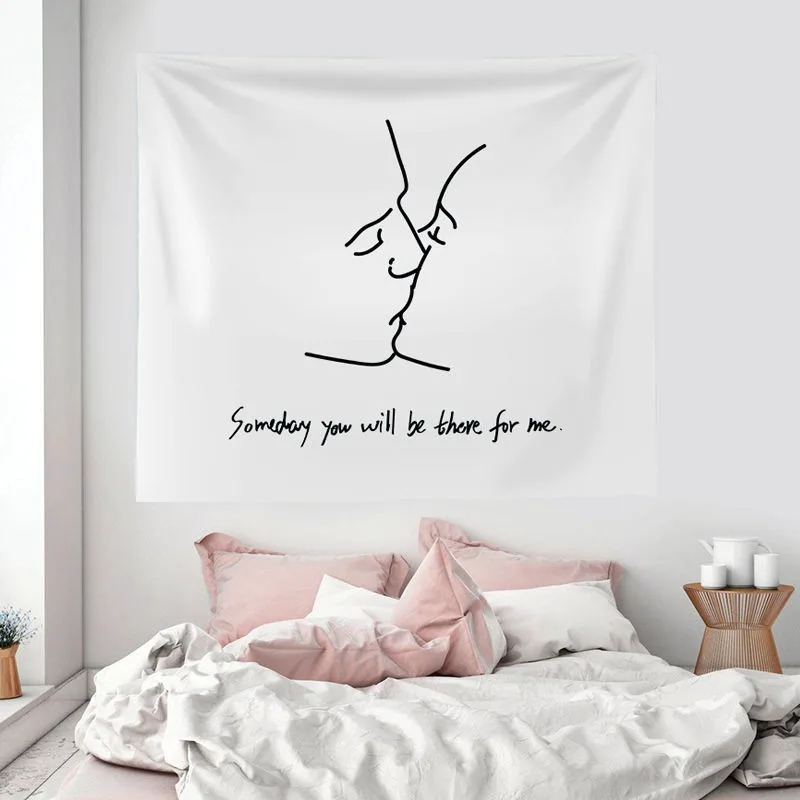 Minimalist Line Art Kiss & Quote Tapestry, Romantic Wall Hanging for Bedroom Decor
Minimalist Line Art Kiss & Quote Tapestry, Romantic Wall Hanging for Bedroom Decor