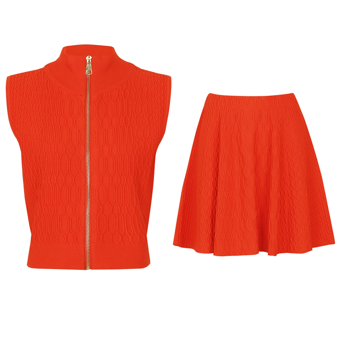 High Quality Spring And Autumn New Fashion Commuting Women's Popular Sleeveless Zipper Knitted Top T-Shirt+A-Line Skirt Set
High Quality Spring And Autumn New Fashion Commuting Women's Popular Sleeveless Zipper Knitted Top T-Shirt+A-Line Skirt Set
