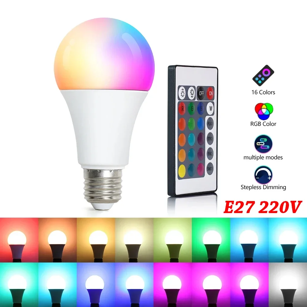 LED Light Bulbs AC 220V E27 RGB Bombillas LED Lamp IR Remote Control Changeable Colorful RGB White Ampoules Spotlight Led Bulb
LED Light Bulbs AC 220V E27 RGB Bombillas LED Lamp IR Remote Control Changeable Colorful RGB White Ampoules Spotlight Led Bulb