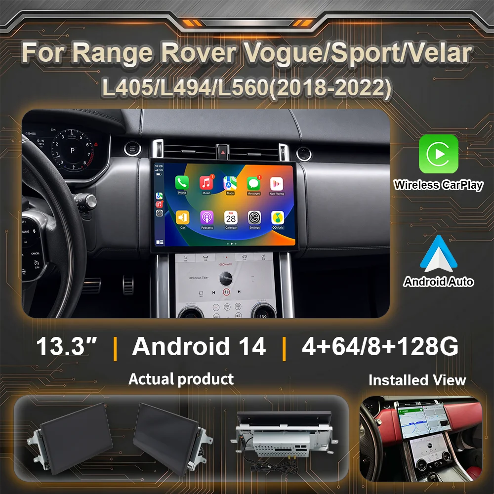 13.3'' Android 14 Multimedia Player for 2018-2022 Range Rover Vogue L405 Sport L494 Velar L560 with Carplay Navigation OEM Menu
13.3'' Android 14 Multimedia Player for 2018-2022 Range Rover Vogue L405 Sport L494 Velar L560 with Carplay Navigation OEM Menu