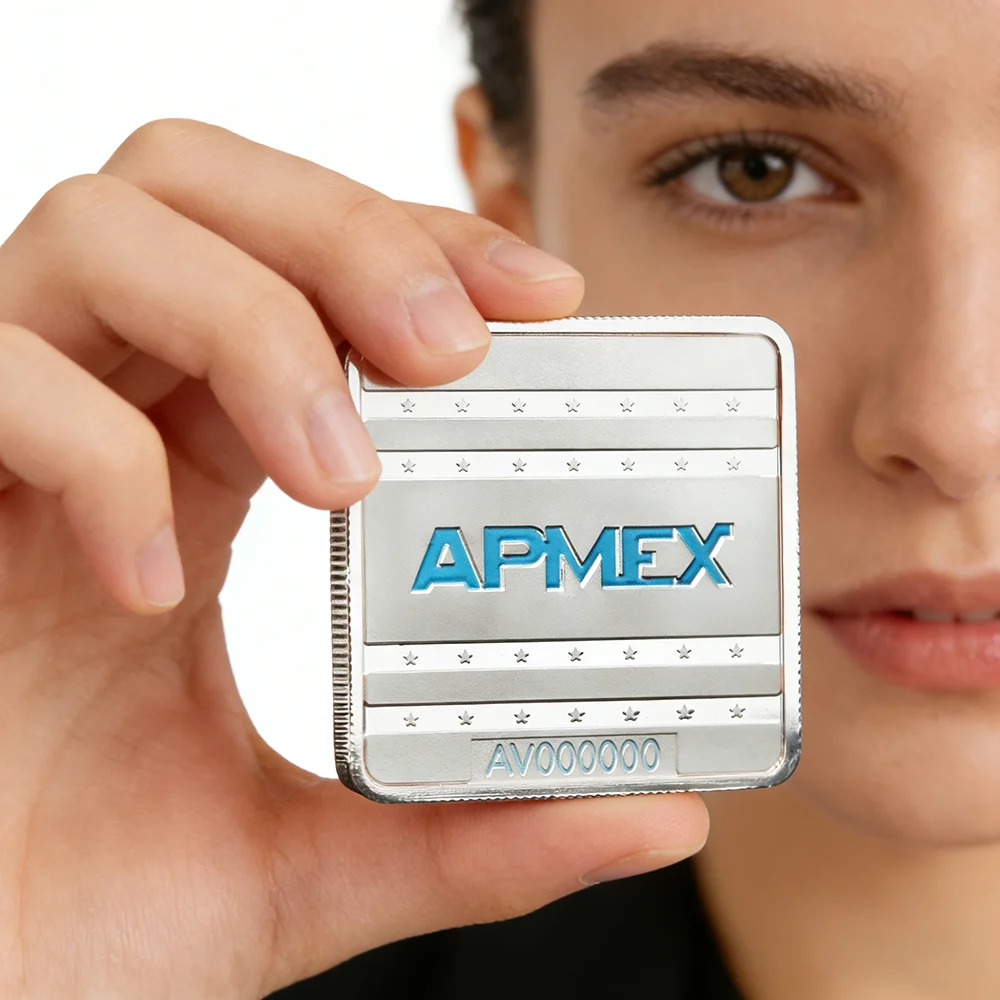 non-magnetic 1 Ounce APMEX Silver Plated Bar Bullion Collectible Square Commemorative Coins Crafts Gift
non-magnetic 1 Ounce APMEX Silver Plated Bar Bullion Collectible Square Commemorative Coins Crafts Gift