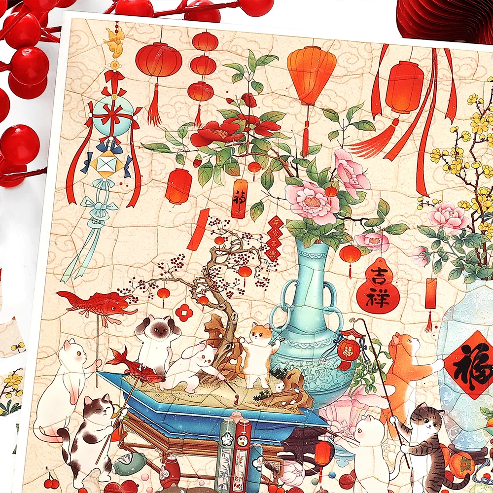 Kawaii Cats celebrate the New Year 3D Celebrating the Spring Festival Landscape Sticker DIY Pocket Cabin Scene festival gift
Kawaii Cats celebrate the New Year 3D Celebrating the Spring Festival Landscape Sticker DIY Pocket Cabin Scene festival gift