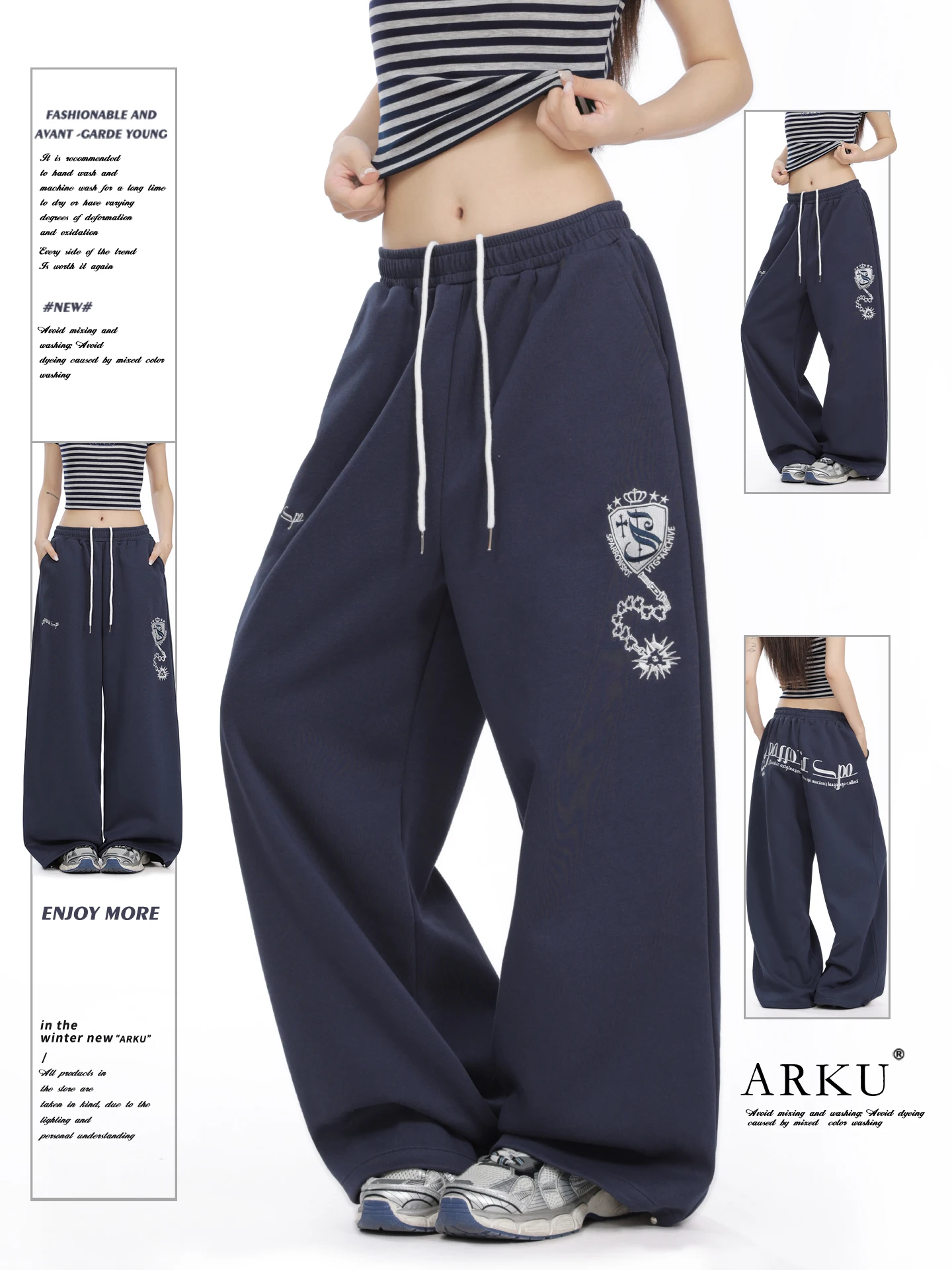 American Retro Letter Embroidery Sports Sweatpants Women Loose Drapey Slimming Wide Leg Straight Casual Pants
American Retro Letter Embroidery Sports Sweatpants Women Loose Drapey Slimming Wide Leg Straight Casual Pants