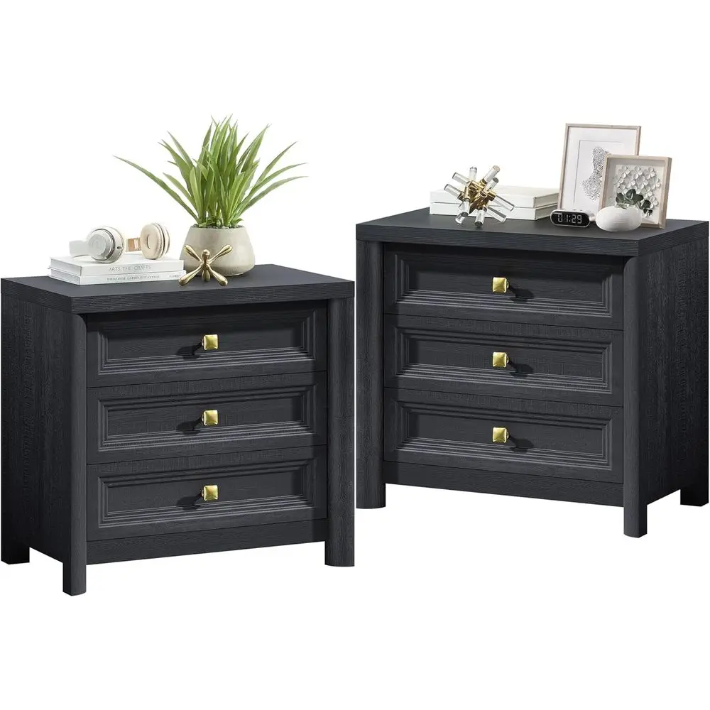 Black Night Stand Set o 2, armhouse Nightstand with 3 Ders, 24.8” Tall Nightstand with Gold Knobs, Wood Bede Table or Bedroom, e
Black Night Stand Set o 2, armhouse Nightstand with 3 Ders, 24.8” Tall Nightstand with Gold Knobs, Wood Bede Table or Bedroom, e