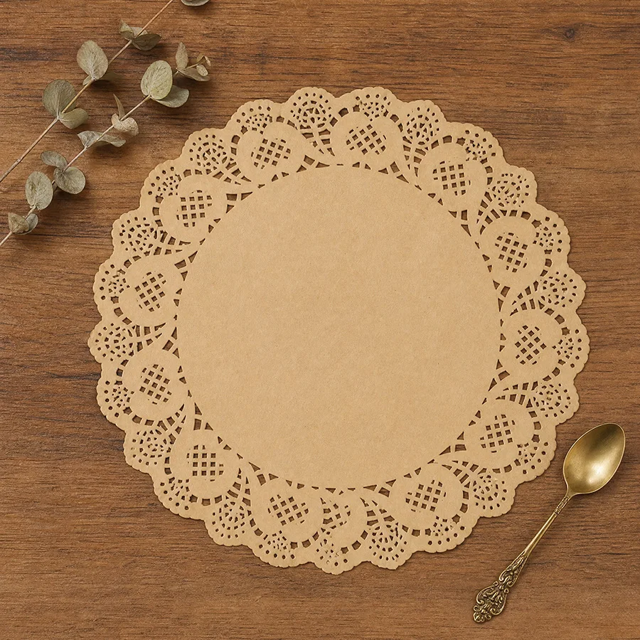 50pcs Brown Kraft Paper Table Mat Circular Baking Paper Wave Edge Lace Hollow Pattern Wedding Birthday Party Dining Table Decor
50pcs Brown Kraft Paper Table Mat Circular Baking Paper Wave Edge Lace Hollow Pattern Wedding Birthday Party Dining Table Decor