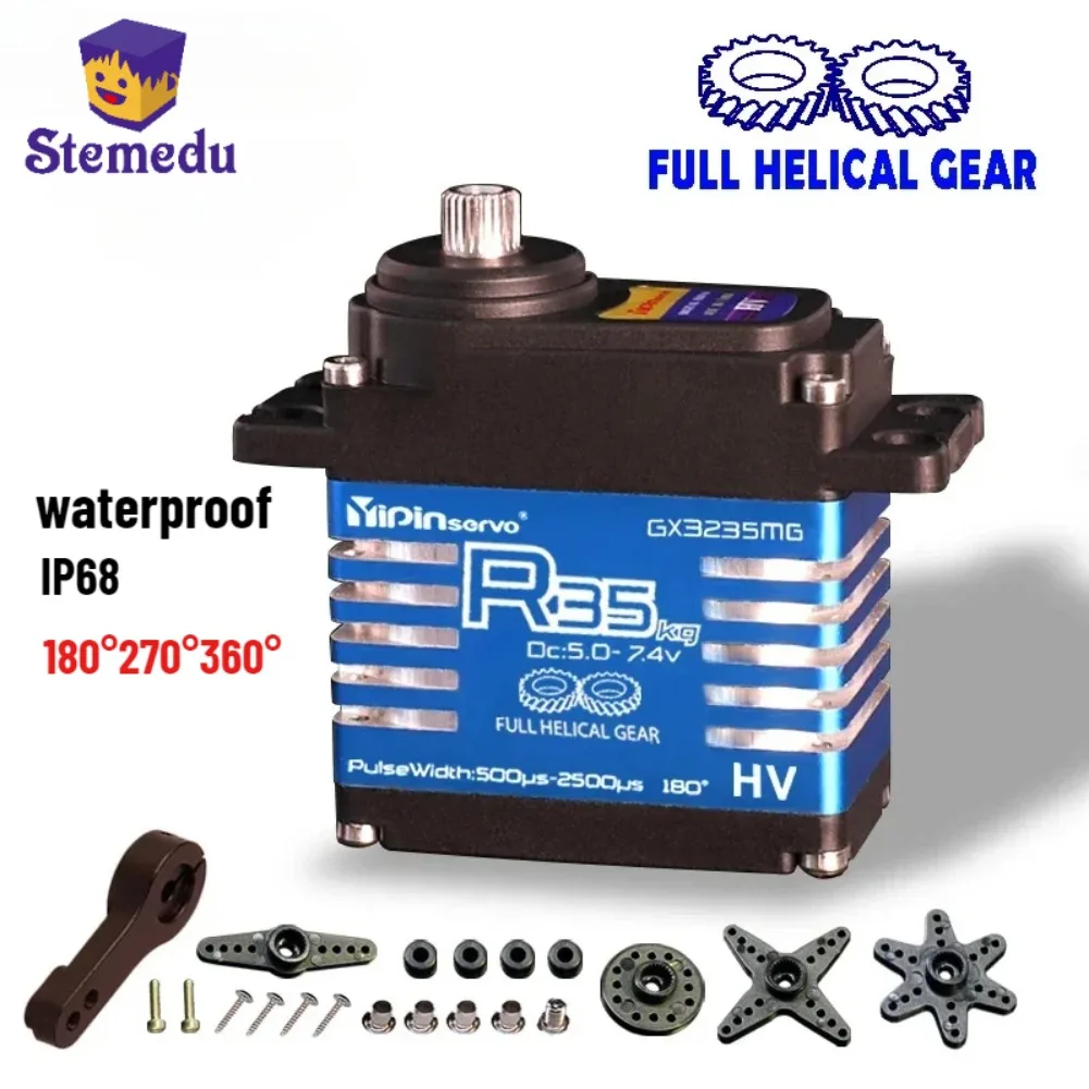 Waterproof IP68 Motor 35KG All Steel Helical Gear Digital Servo For RC Accessories 1/8 1/10 Remote Control Toy Car Robot Crawler
Waterproof IP68 Motor 35KG All Steel Helical Gear Digital Servo For RC Accessories 1/8 1/10 Remote Control Toy Car Robot Crawler