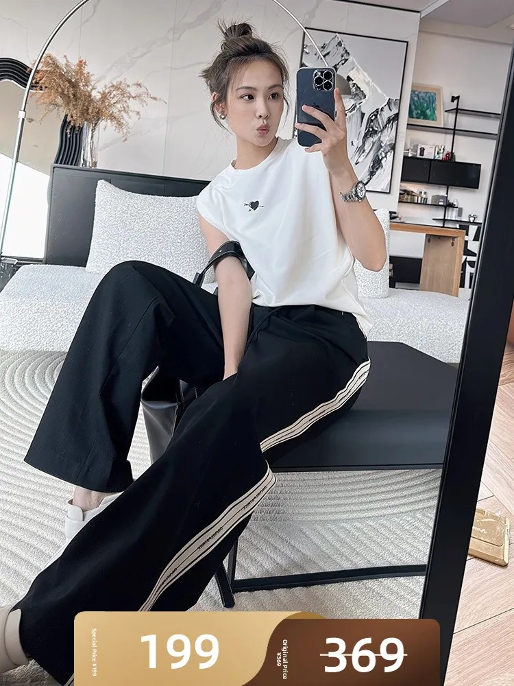 MeiYang повседневные брюки с широкими штанинами в полоску по бокам, длинные брюки с высокой талией для женщин, весенний сезон, женские брюки Faion
MeiYang повседневные брюки с широкими штанинами в полоску по бокам, длинные брюки с высокой талией для женщин, весенний сезон, женские брюки Faion