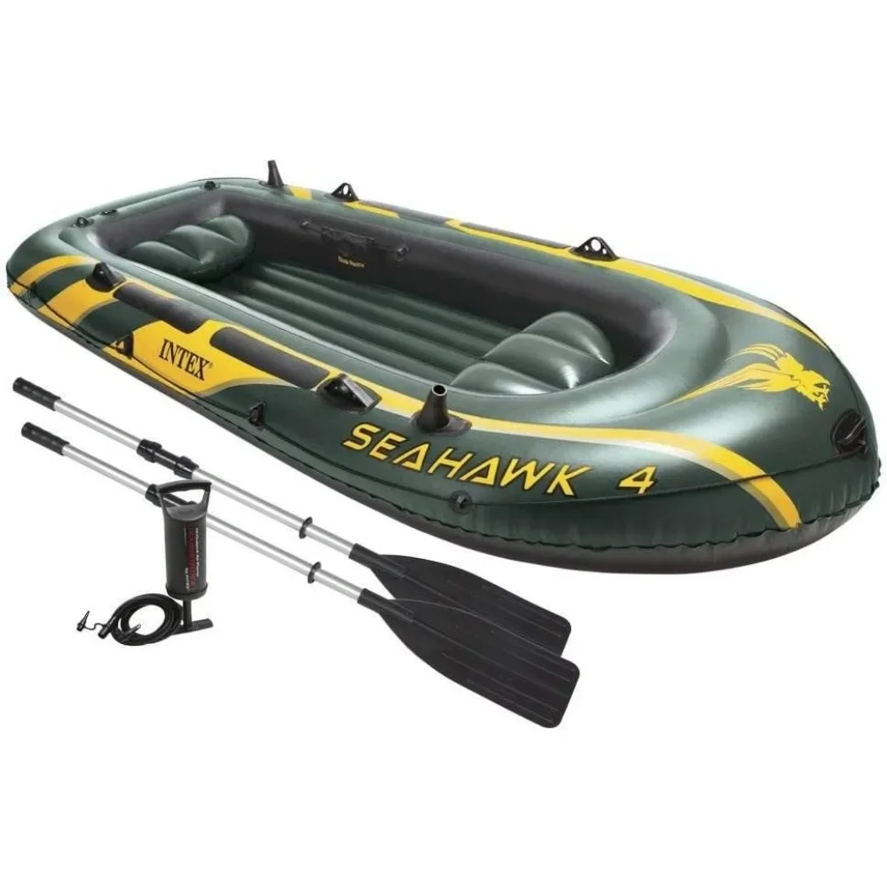 Inflatable Boat: Includes Deluxe Aluminum Oars and High-Output Pump Fishing Rod Holders – Heavy Duty Grab Handles – Gear Pouch
Inflatable Boat: Includes Deluxe Aluminum Oars and High-Output Pump Fishing Rod Holders – Heavy Duty Grab Handles – Gear Pouch