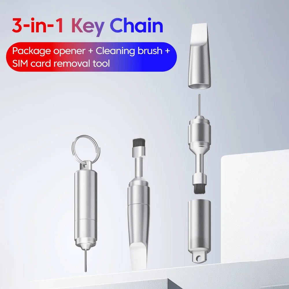 3 in 1 Keychain Cleaning Brush Mobile Phones SIM Ejector Tool Clean Brush Disassemble The Courier Portable Multi-functional Sets
3 in 1 Keychain Cleaning Brush Mobile Phones SIM Ejector Tool Clean Brush Disassemble The Courier Portable Multi-functional Sets