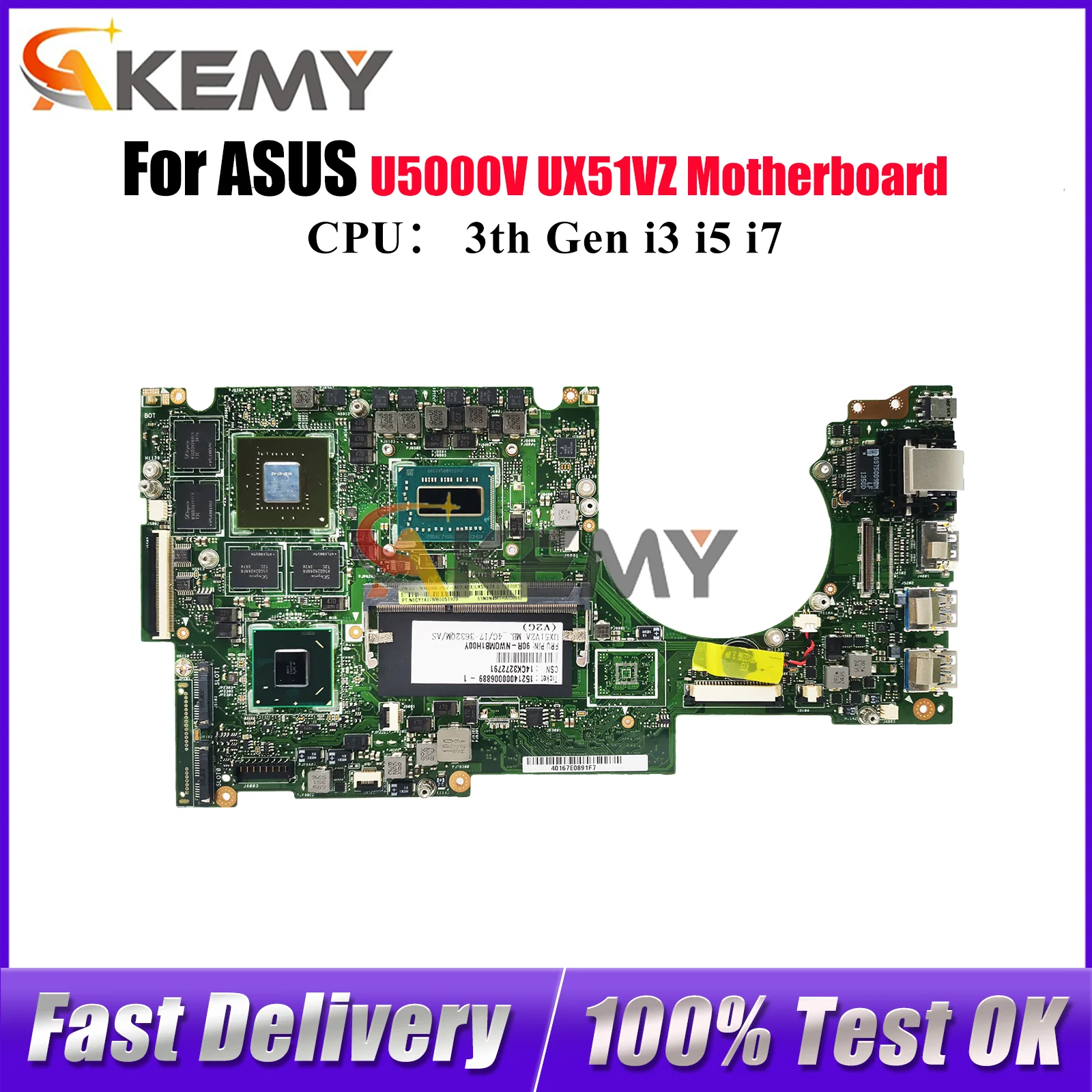 UX51VZ Материнская плата для ноутбука ASUS ZenBook U5000V UX51VZ UX51V Материнская плата для ноутбука с процессором i3 i5 i7 100% тестирование ОК быстрая доставка
UX51VZ Материнская плата для ноутбука ASUS ZenBook U5000V UX51VZ UX51V Материнская плата для ноутбука с процессором i3 i5 i7 100% тестирование ОК быстрая доставка