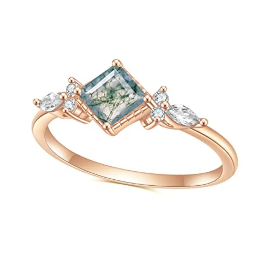 Gem's Beauty Green Moss Agate Rings 14K Gold/14K Rose Gold Three Stone Engagement Ring in 925 Sterling Silver Women's Gold Ring
Gem's Beauty Green Moss Agate Rings 14K Gold/14K Rose Gold Three Stone Engagement Ring in 925 Sterling Silver Women's Gold Ring