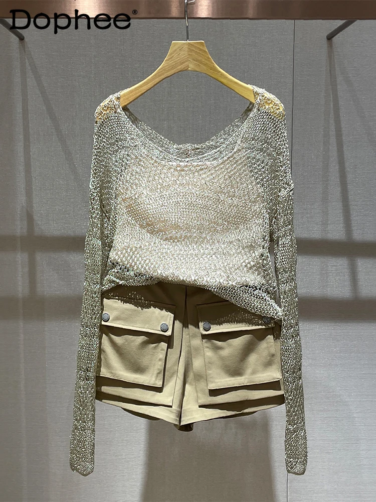 2025 summer new Korean high-end hollow blouse two-piece set sweet cool Spice Girl fashion breathable long-sleeved top shorts
2025 summer new Korean high-end hollow blouse two-piece set sweet cool Spice Girl fashion breathable long-sleeved top shorts