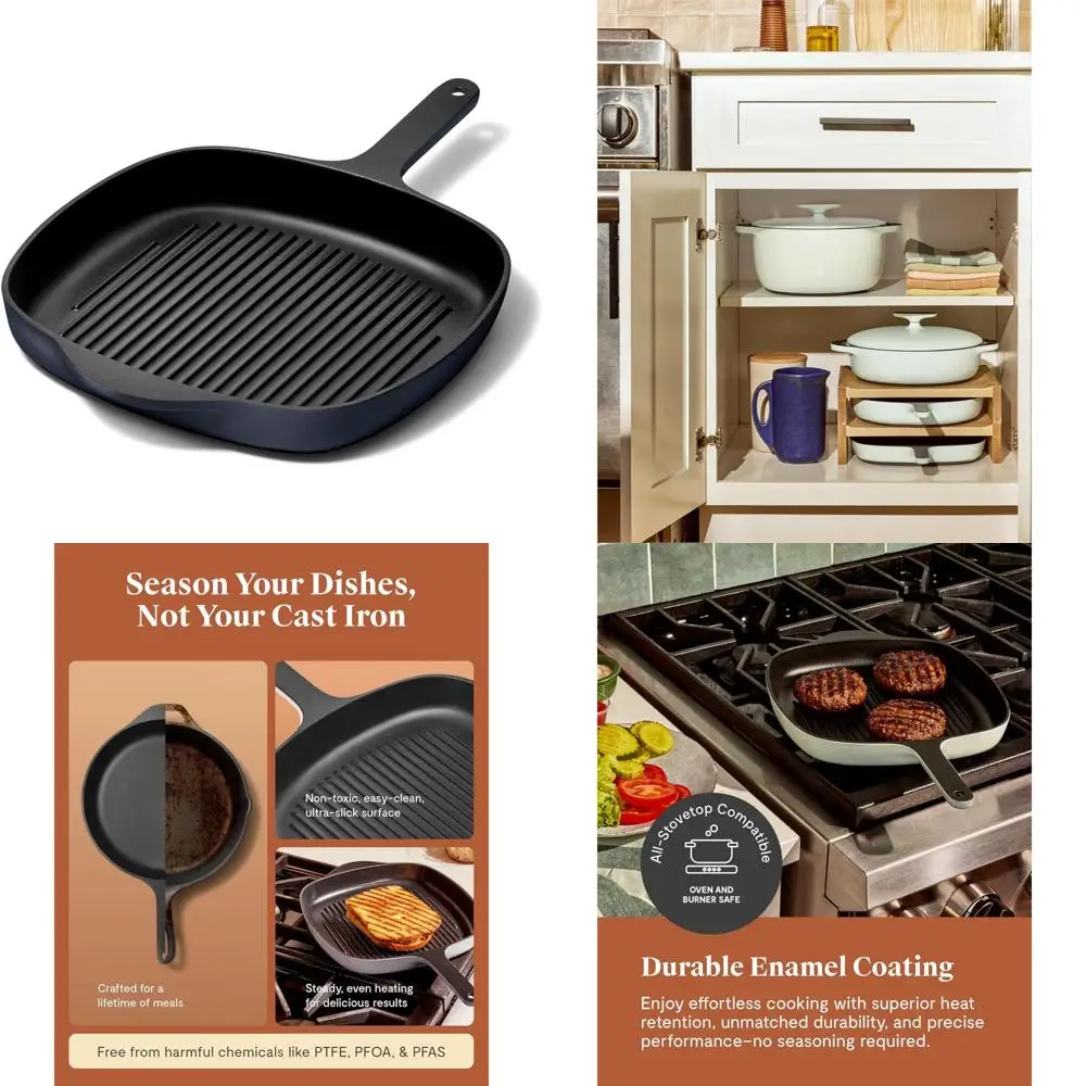 Эмалированная чугунная сковорода-гриль 10,5 — Плита для приготовления пищи — 3-слойное покрытие — Приправа не требуется — Прочная сковорода-гриль
Эмалированная чугунная сковорода-гриль 10,5 — Плита для приготовления пищи — 3-слойное покрытие — Приправа не требуется — Прочная сковорода-гриль