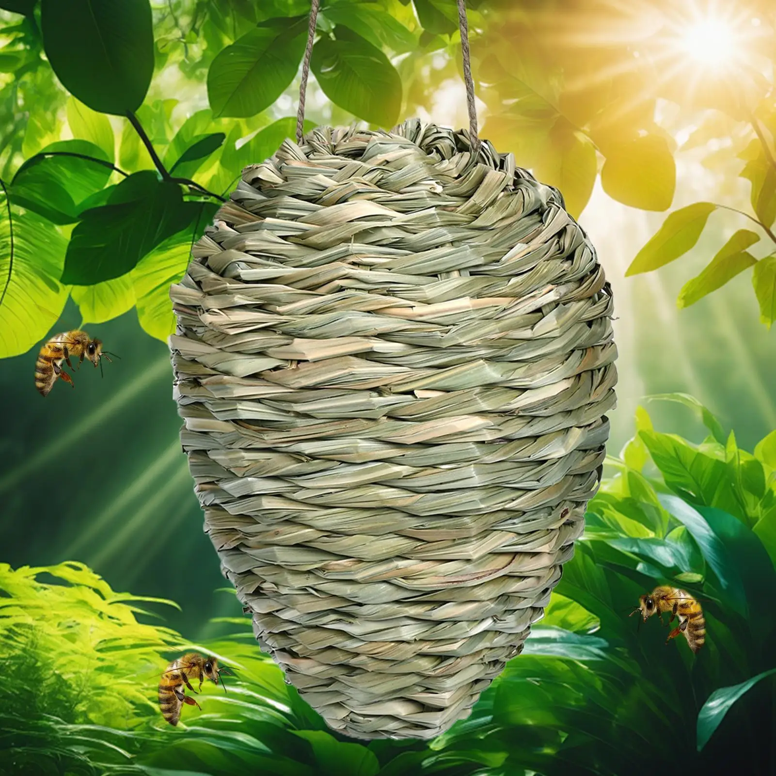 2pcs Hanging Straw Wild Bee Nest House Natural Grass Insect Habitat Shelter for Outdoor Backyard Garden Bee Landscape Decoration
2pcs Hanging Straw Wild Bee Nest House Natural Grass Insect Habitat Shelter for Outdoor Backyard Garden Bee Landscape Decoration