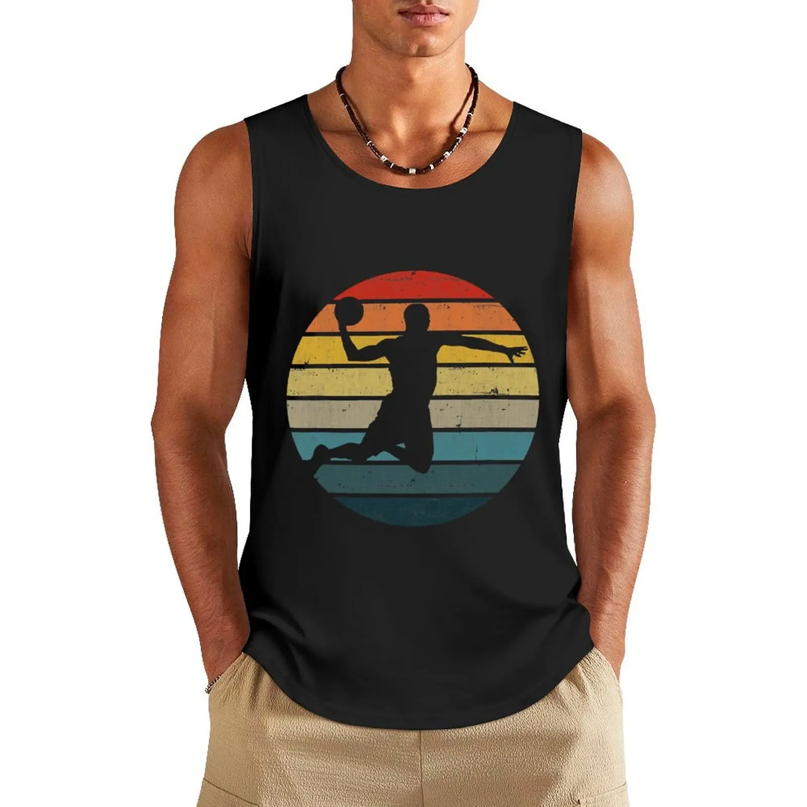 Basketball Player Silhouette On A Tank Top Men's sleeveless t-shirt men gym Body man quick-drying t-shirt
Basketball Player Silhouette On A Tank Top Men's sleeveless t-shirt men gym Body man quick-drying t-shirt