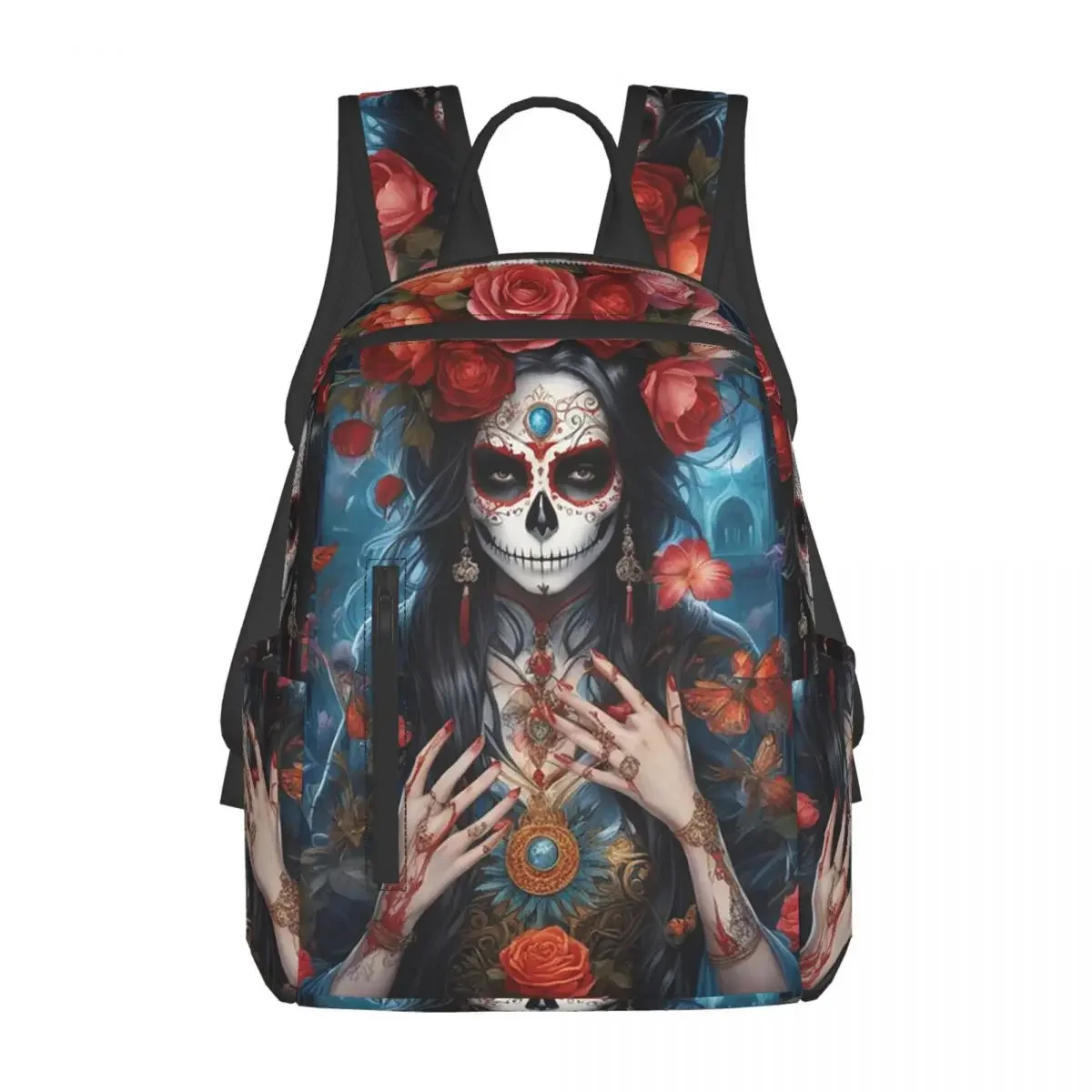 Mexican Catrina Sugar Skull Lady Backpack Daypack Boys Girls BookBag School Bag Shoulder Bags for Men Women
Mexican Catrina Sugar Skull Lady Backpack Daypack Boys Girls BookBag School Bag Shoulder Bags for Men Women