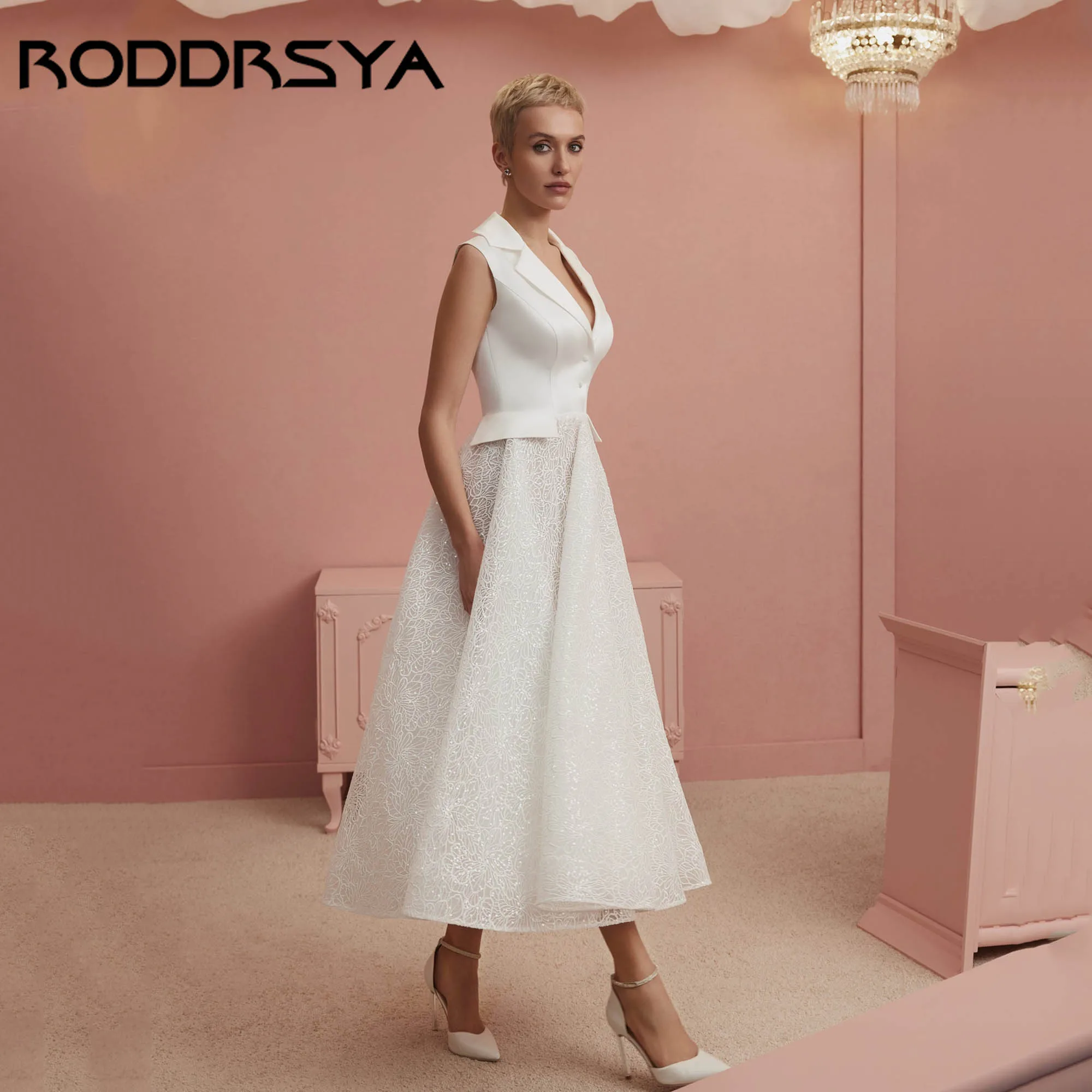 RODDRSYA Classic Satin Midi Wedding Dress V-neck Closed Back Vintage Bridal Gowns A-line Sleeveless vestidos de novia Customized
RODDRSYA Classic Satin Midi Wedding Dress V-neck Closed Back Vintage Bridal Gowns A-line Sleeveless vestidos de novia Customized