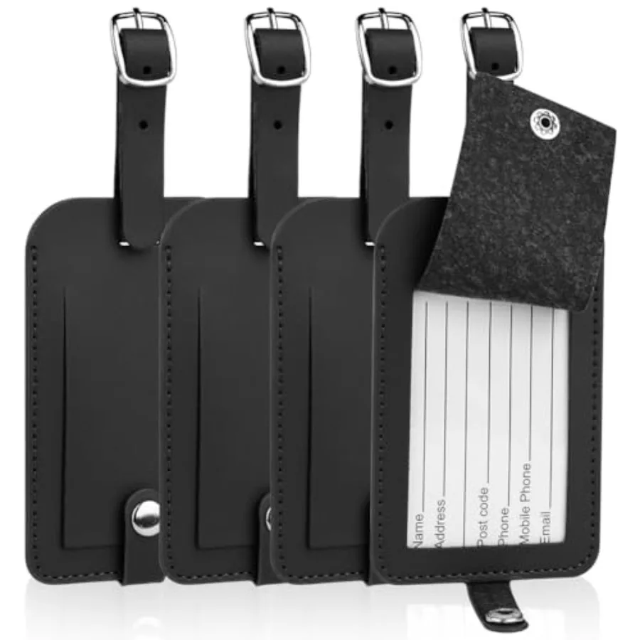 4 PCS Luggage Tags for Suitcases, Leather Baggage Labels, ID Tag Bag Tags for Luggage for Preventing Loss of Bags Black
4 PCS Luggage Tags for Suitcases, Leather Baggage Labels, ID Tag Bag Tags for Luggage for Preventing Loss of Bags Black