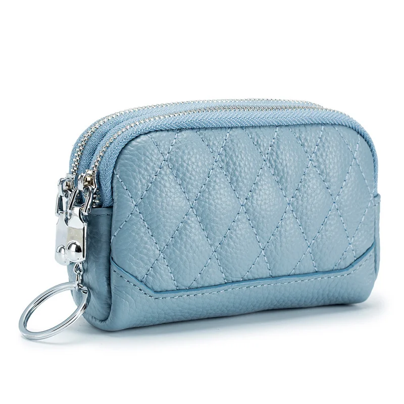 Genuine Leather Quilted Mini Wallet Keychain Coin Pouch Double Zipper Organizer Women's Small Purse RFID Blocking 
Genuine Leather Quilted Mini Wallet Keychain Coin Pouch Double Zipper Organizer Women's Small Purse RFID Blocking