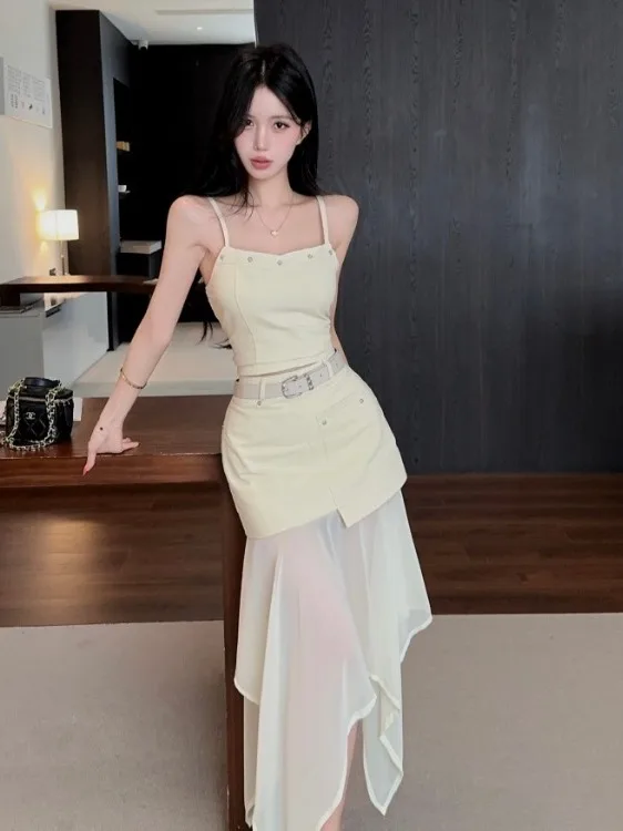Sweet And Cool Halter Top Mesh Splice Skirt Two Piece Set Women's Summer Slimming Hot Girl Outfit Chic Anti-Wrinkle Adul...
Sweet And Cool Halter Top Mesh Splice Skirt Two Piece Set Women's Summer Slimming Hot Girl Outfit Chic Anti-Wrinkle Adul...