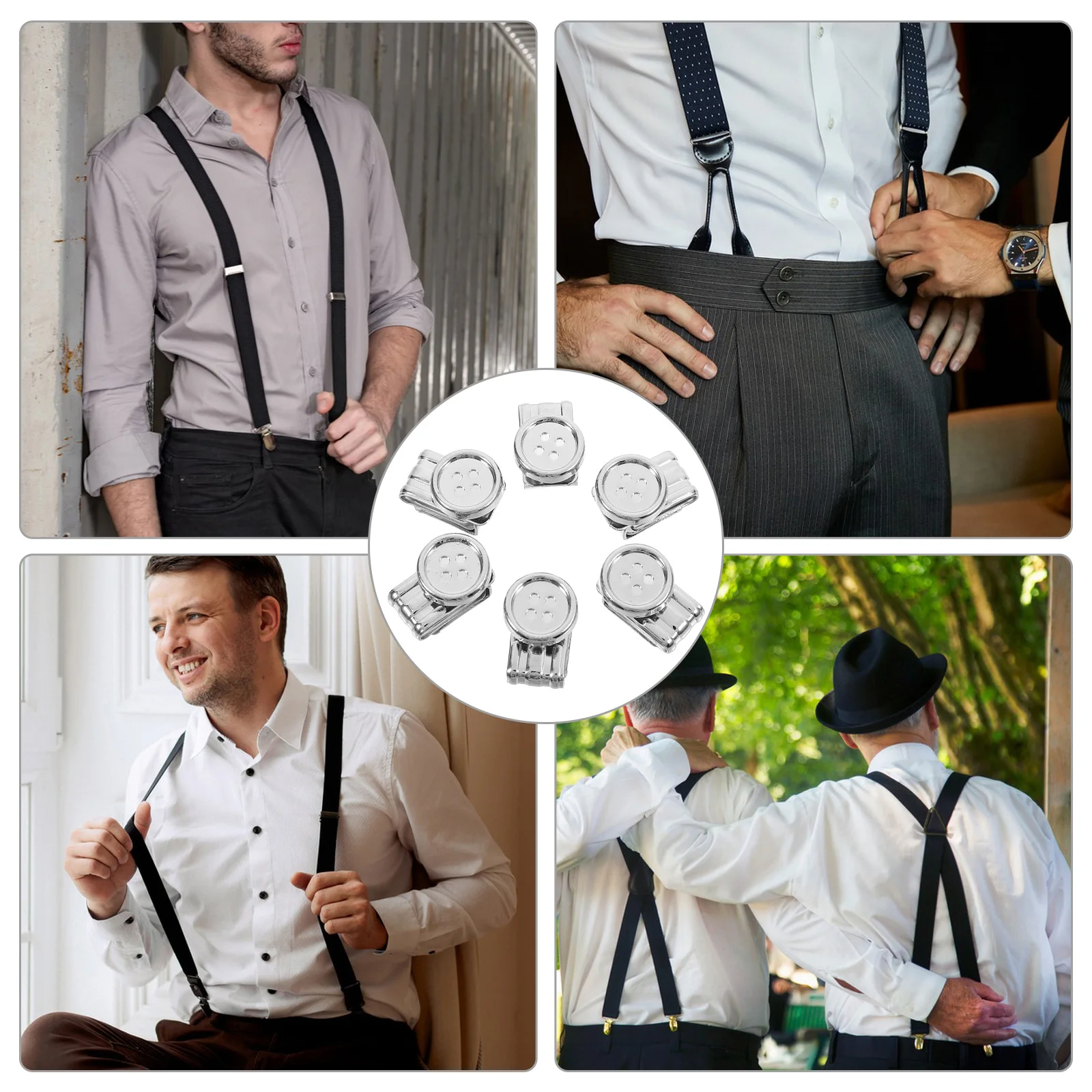 6pcs Metal Adjustment Buckle Buttons White Color Replacement for Men Pants Suspenders Fasteners Clasp Brace Clips Clothing Fix
6pcs Metal Adjustment Buckle Buttons White Color Replacement for Men Pants Suspenders Fasteners Clasp Brace Clips Clothing Fix