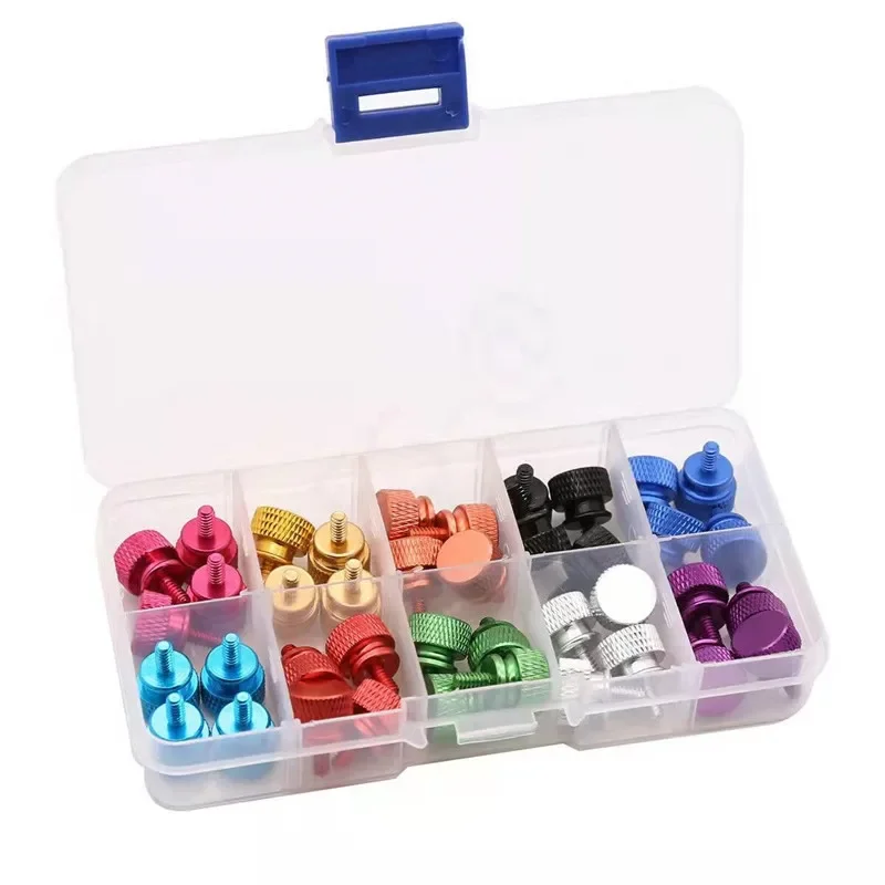 40pcs M3/6#32 Aluminum Alloy Thumb Screw Computer Case Anodized Hand Screw Aluminum Knurled Flat Head Screw 10 Colors Optional
40pcs M3/6#32 Aluminum Alloy Thumb Screw Computer Case Anodized Hand Screw Aluminum Knurled Flat Head Screw 10 Colors Optional