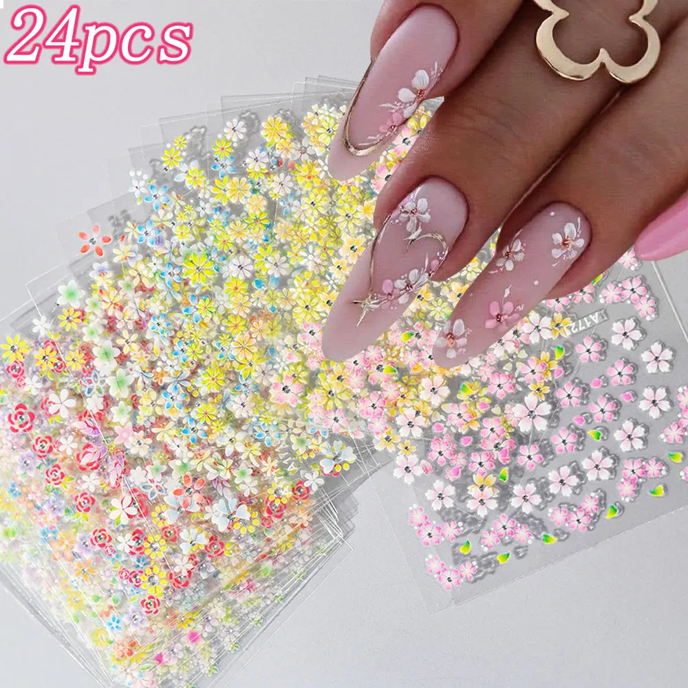 24/30pcs 3D Blossom Sakura/Rose/Daisy Nail Decals Colorful Mini Flower Nail Stickers Self-Adhesive 5.5*6.5cm Flower Nail Sliders
24/30pcs 3D Blossom Sakura/Rose/Daisy Nail Decals Colorful Mini Flower Nail Stickers Self-Adhesive 5.5*6.5cm Flower Nail Sliders