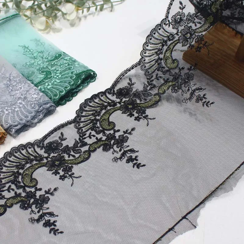 40Yards Lace Trim Embroidery Black Yellow Green Tulle Shiny Flower Metallic Thread Soft Embroidery Lace Trim Encajes Bordados
40Yards Lace Trim Embroidery Black Yellow Green Tulle Shiny Flower Metallic Thread Soft Embroidery Lace Trim Encajes Bordados
