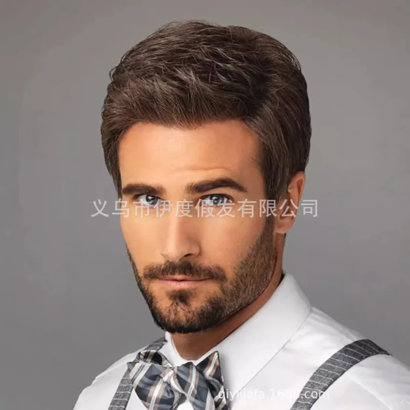 for European and American , stylish men's , handsome brown full-head wig
for European and American , stylish men's , handsome brown full-head wig