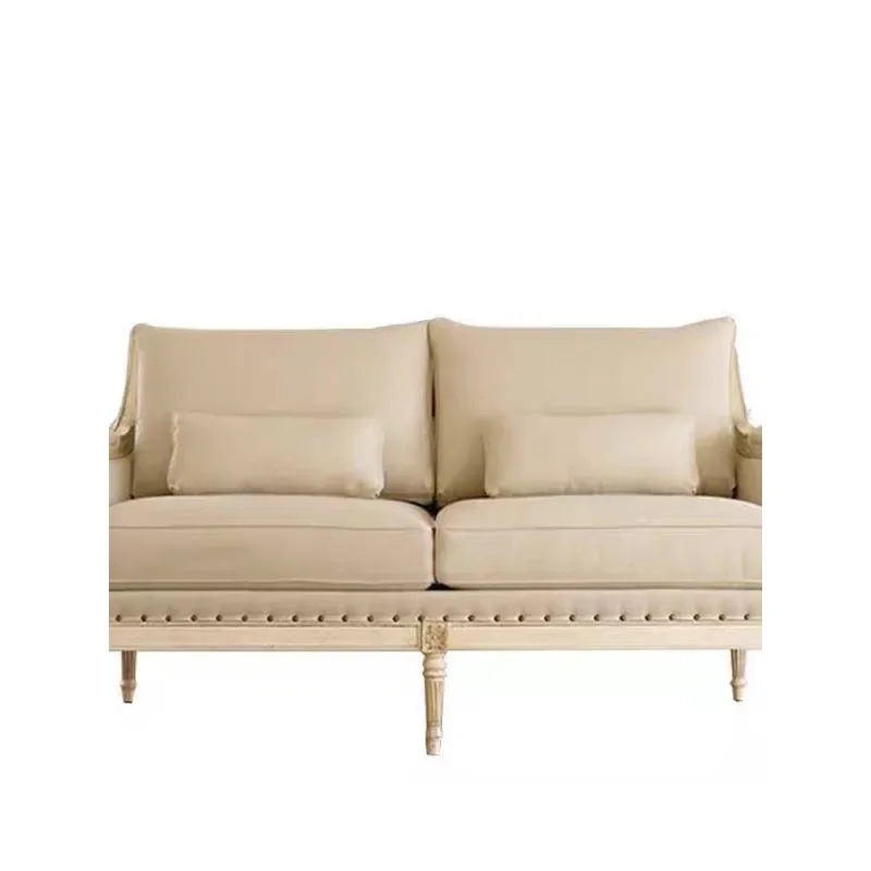 Retro old solid wood fabric sofa, French simple living room, bedroom three-person carved small sofa chair furniture
Retro old solid wood fabric sofa, French simple living room, bedroom three-person carved small sofa chair furniture