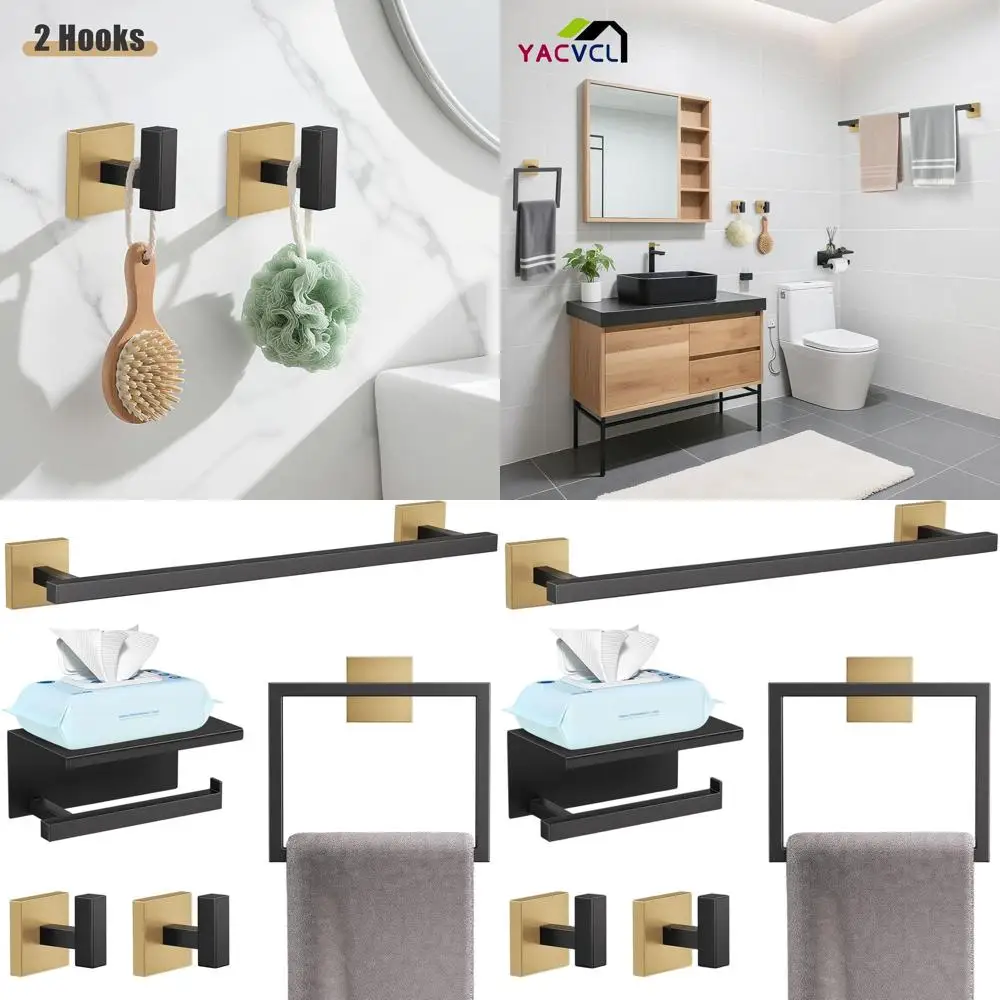 Набор аксессуаров для ванной комнаты из 5 предметов черного и золотого цвета из нержавеющей стали с настенным вешалкой для полотенец, держателем и держателем для туалетной бумаги с ш
Набор аксессуаров для ванной комнаты из 5 предметов черного и золотого цвета из нержавеющей стали с настенным вешалкой для полотенец, держателем и держателем для туалетной бумаги с ш