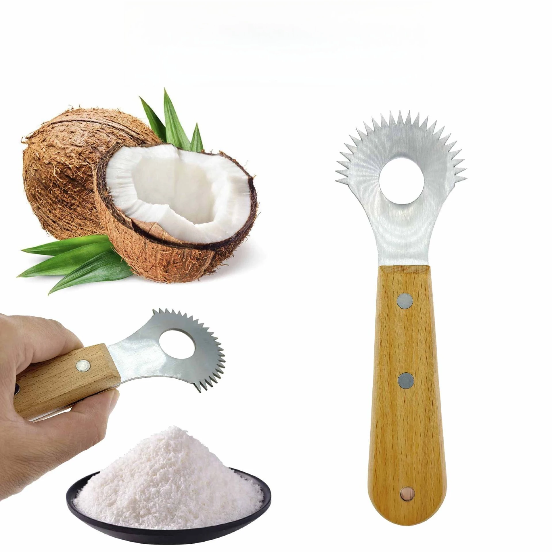 Stainless Steel Coconut Shredder Home Melon Fruit Seed Remover Coconut Meat Scraper with Wooden Handle Planer Fruit Spoon Planer 
Stainless Steel Coconut Shredder Home Melon Fruit Seed Remover Coconut Meat Scraper with Wooden Handle Planer Fruit Spoon Planer