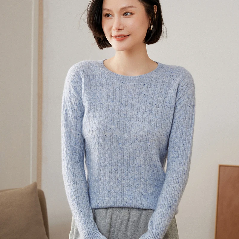 Autumn Winter Women's Sweater 100% Cashmere Knitwear O-neck Twist Flower Pullover Classic Solid Tops Office Lady Grace Clothing
Autumn Winter Women's Sweater 100% Cashmere Knitwear O-neck Twist Flower Pullover Classic Solid Tops Office Lady Grace Clothing