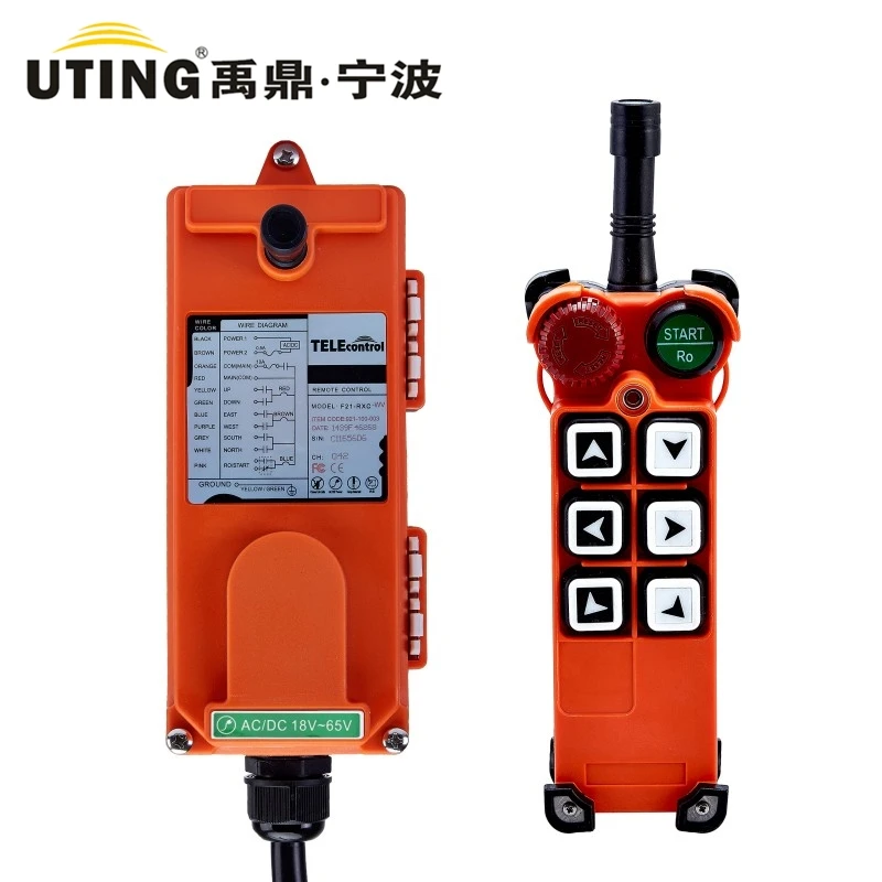 12V 24V 36V 48V 110V 220V 380V AC/DC Industrial Wireless Radio Remote Control UTING TELEcontrol F21-E1 for Hoist Crane
12V 24V 36V 48V 110V 220V 380V AC/DC Industrial Wireless Radio Remote Control UTING TELEcontrol F21-E1 for Hoist Crane