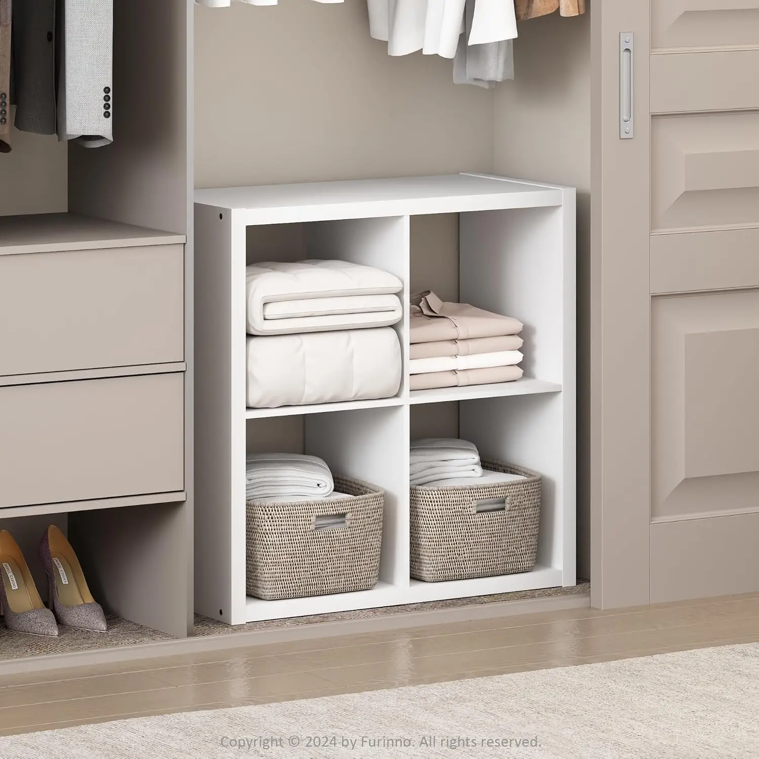 4-Cube Closet Organizer, Open Shelf Storage, Extra Thick Frame for Wardrobe, Bedroom, Living Room, White
4-Cube Closet Organizer, Open Shelf Storage, Extra Thick Frame for Wardrobe, Bedroom, Living Room, White