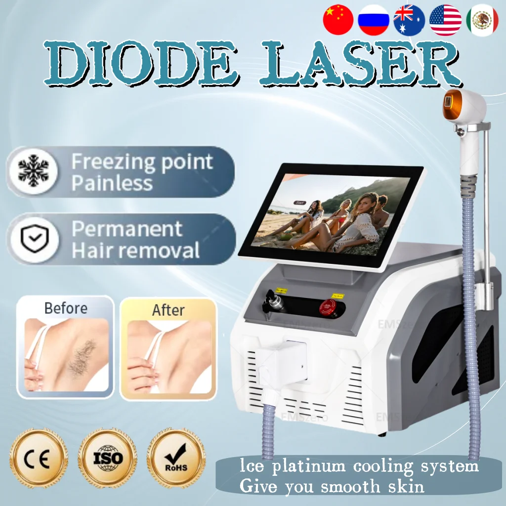 Professional 3-wave Diode Ice Titanium Female Hair Removal Machine Portable 755/1064/808nm Alexander Device Permanent IPL
Professional 3-wave Diode Ice Titanium Female Hair Removal Machine Portable 755/1064/808nm Alexander Device Permanent IPL