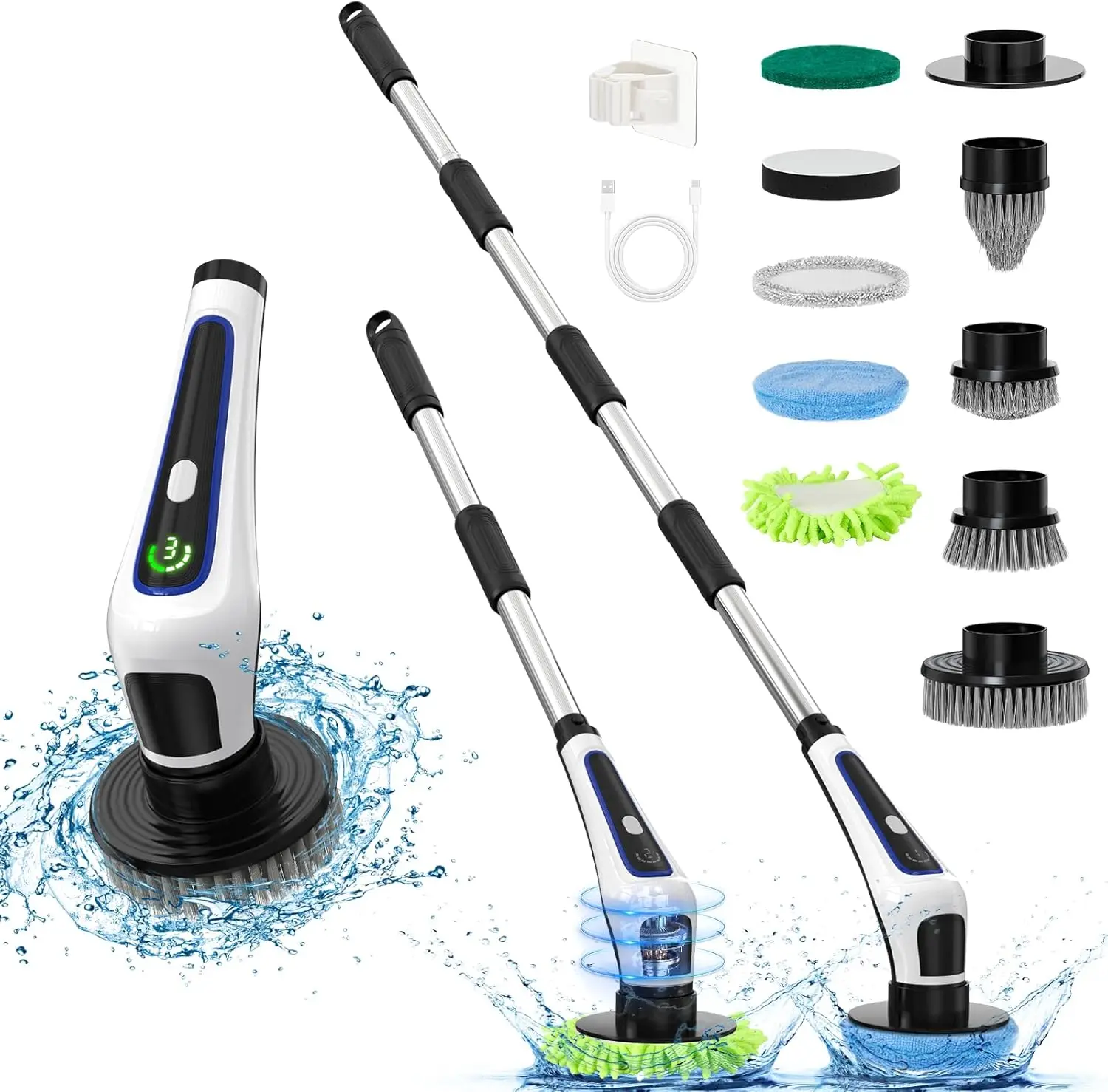 Electric Spin Scrubber, Cordless Cleaning Brush with 9 Brush Heads, 3 Adjustable Speeds and Extension Handle for Batht
Electric Spin Scrubber, Cordless Cleaning Brush with 9 Brush Heads, 3 Adjustable Speeds and Extension Handle for Batht