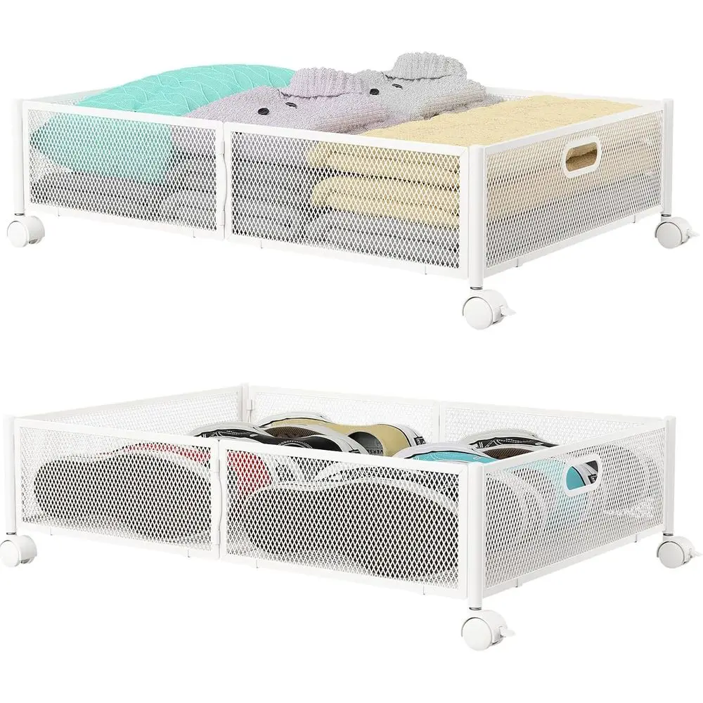 Under Bed Storage with Wheels, Containers for Clothes, Shoes, Blankets - 2 Pack, White
Under Bed Storage with Wheels, Containers for Clothes, Shoes, Blankets - 2 Pack, White