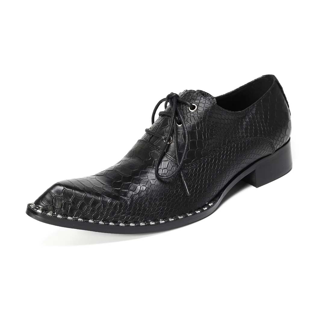 Shoes Men Lace-Up Black Genuine Leather Dress Shoes, Patchwork Genuine Leather Pointed-Toe Business and Party Oxfords
Shoes Men Lace-Up Black Genuine Leather Dress Shoes, Patchwork Genuine Leather Pointed-Toe Business and Party Oxfords